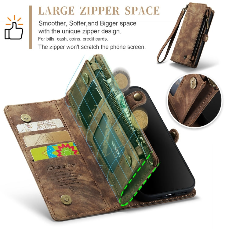 For iPhone 12 / 12 Pro CaseMe-008 Detachable Multifunctional Wallet Leather Phone Case (Brown)