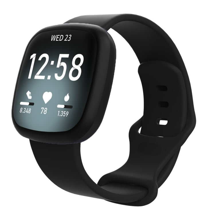 For Fitbit Versa 4 / Versa 3 / Sense 2 / Sense Silicone Watch Band, Size: L(Black) - Watch Bands by PMC Jewellery | Online Shopping South Africa | PMC Jewellery | Buy Now Pay Later Mobicred