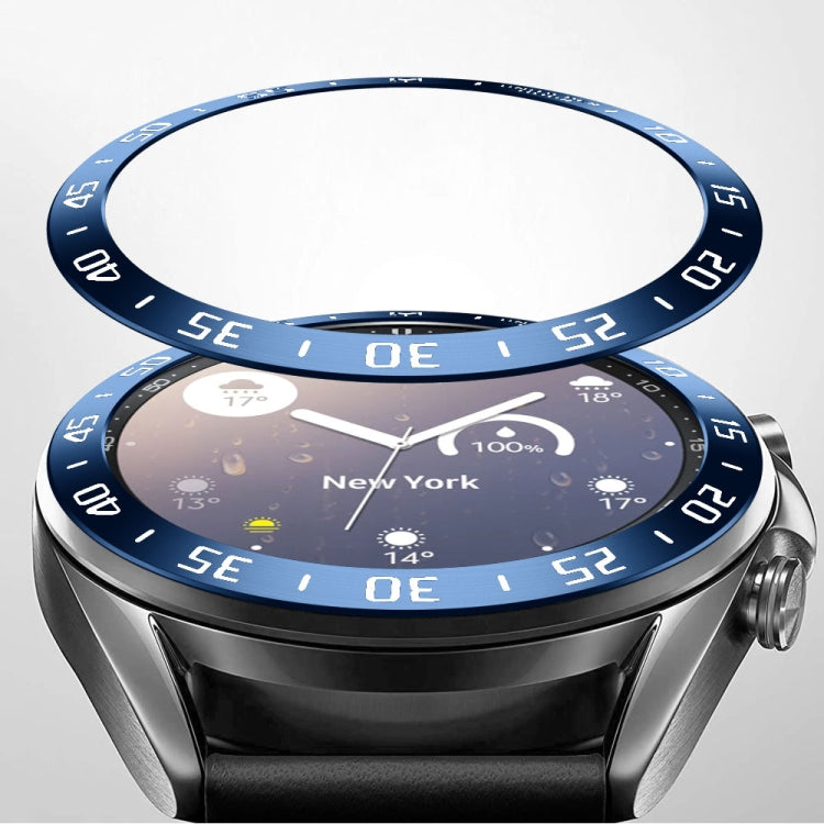For Samsung Galaxy Watch 3 41mm Smart Watch Steel Bezel Ring, A Version(Blue Ring White Letter) - Watch Cases by ENKAY