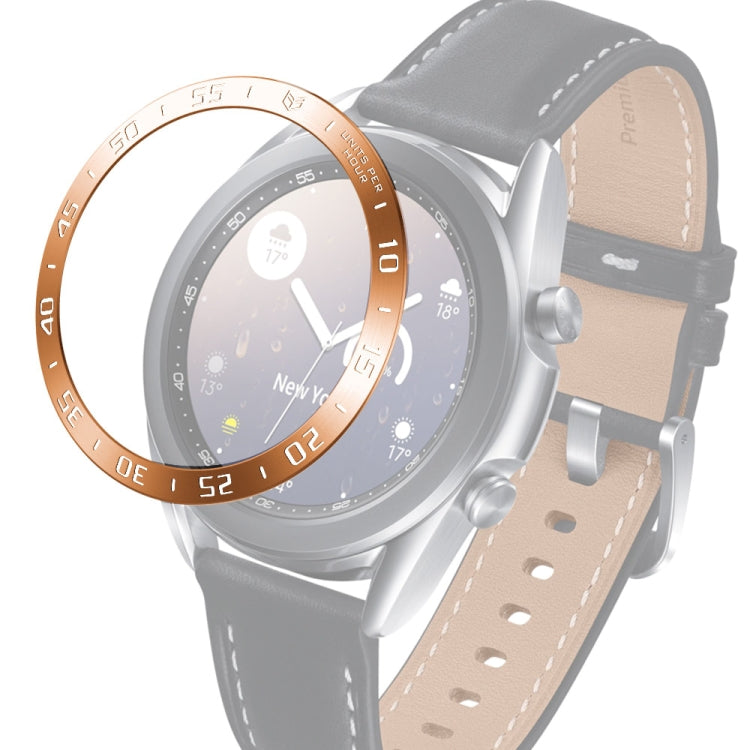 For Samsung Galaxy Watch 3 41mm Smart Watch Steel Bezel Ring, A Version(Rose Gold Ring White Letter) - Watch Cases by ENKAY