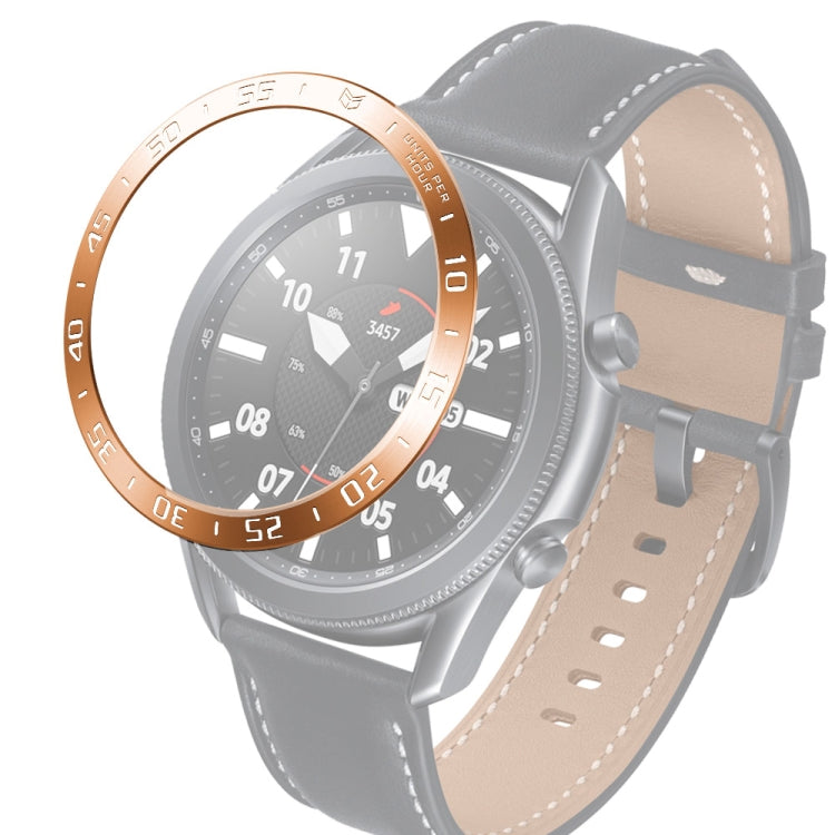 For Samsung Galaxy Watch 3 45mm Smart Watch Steel Bezel Ring, A Version(Rose Gold Ring White Letter) - Watch Cases by ENKAY