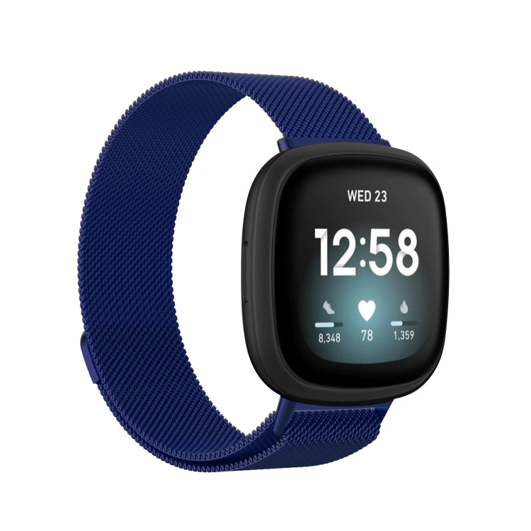 For Fitbit Versa 3 Milanese Watch Band, Size:L 230mm(Blue)