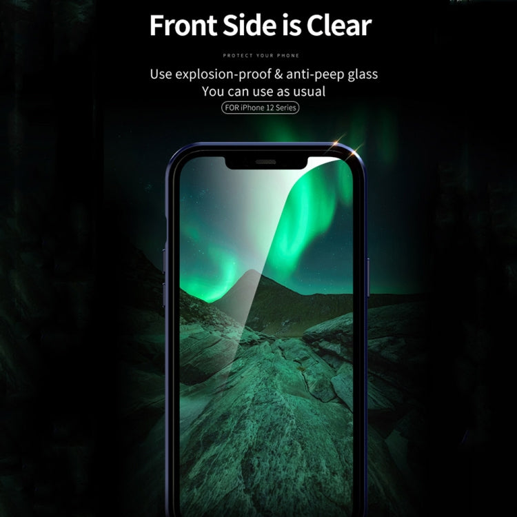 For iPhone 12 / 12 Pro Double Sides Tempered Glass Magnetic Adsorption Metal Frame Anti-peep Screen Case(Black)