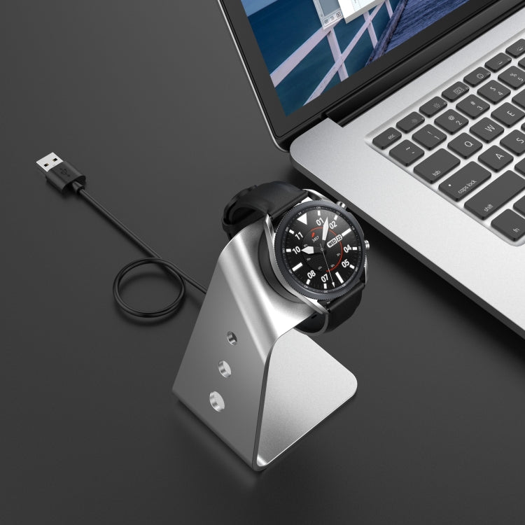 For Samsung R500 / Galaxy Watch 3 Universal Aluminum Alloy Magnetic Charger Holder with Chip Protection, Support Fast Charging(Silver) - Charger by PMC Jewellery | Online Shopping South Africa | PMC Jewellery | Buy Now Pay Later Mobicred