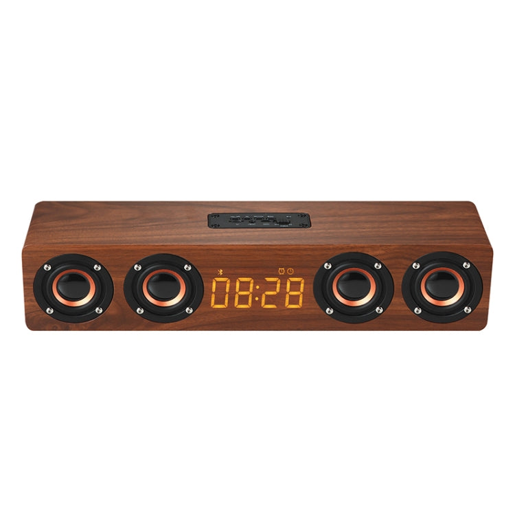 W8C Wooden Clock Subwoofer Bluetooth Speaker, Support TF Card & U Disk & 3.5mm AUX(Brown Wood)