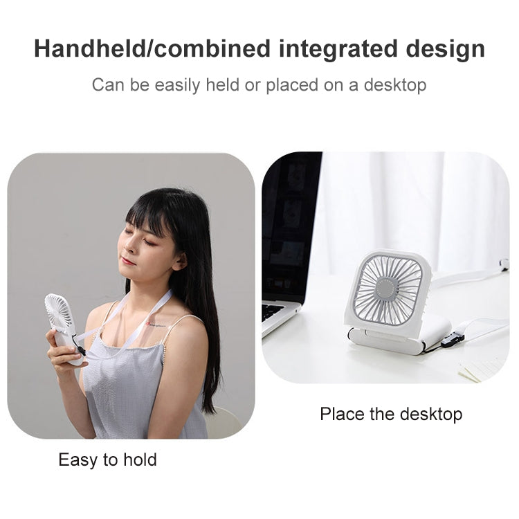 F20 Electroplating Handheld Fan Portable Desktop Folding Mute USB Hanging Neck Fan (Pink)