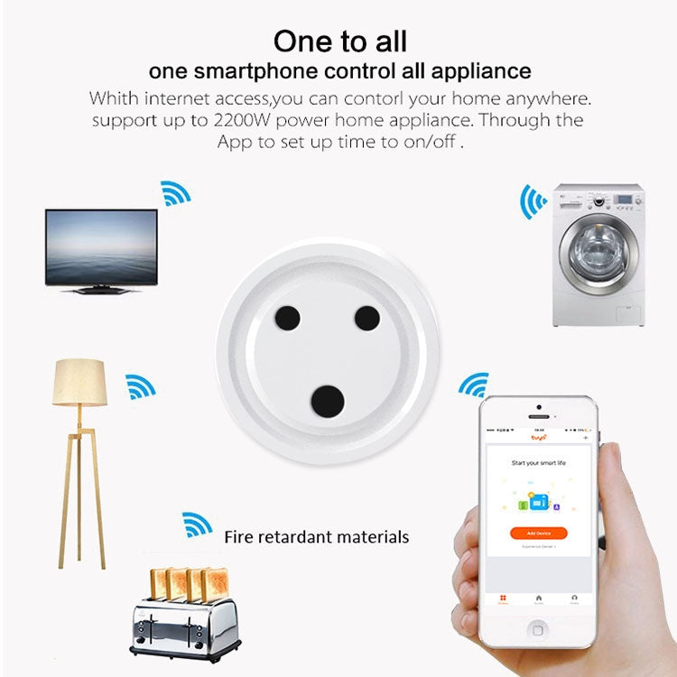 10A Mini Smart WiFi Socket Small South Africa / India Plug Remote Control Timer Switch Electrical Power Adapter with Alexa - Smart Socket by PMC TechLife | Online Shopping South Africa | PMC TechLife