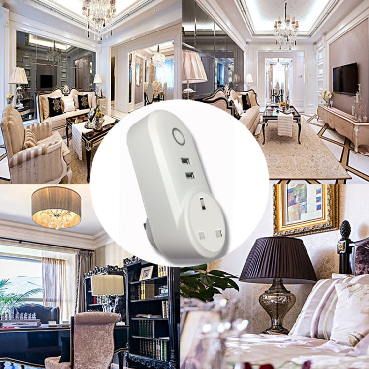 SA-002 2 USB Ports + 1 UK Socket WiFi Smart Power Plug Socket, Compatible with Alexa and Google Home, AC 110V-230V, UK Plug