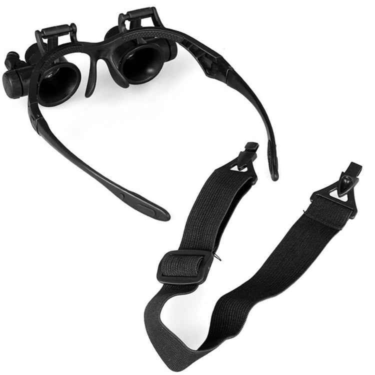 10X 15X 20X 25X Double Eye Glasses Lens Jeweler Watch Repair Head Magnifier with 2 LED Lights(Black) - free shipping - PMC Jewellery - Order now!