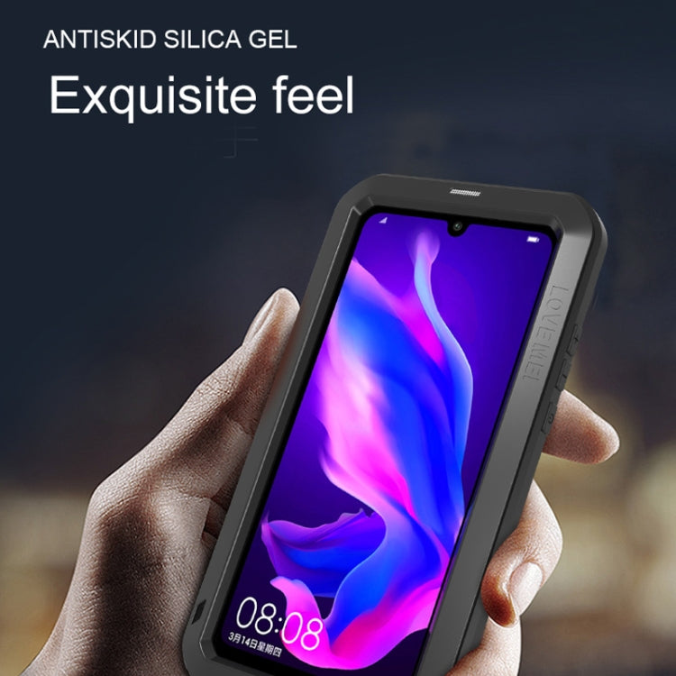 LOVE MEI Powerful Dustproof Shockproof Splashproof Metal + Silicone Combination Case for Huawei P30 Lite (Black)