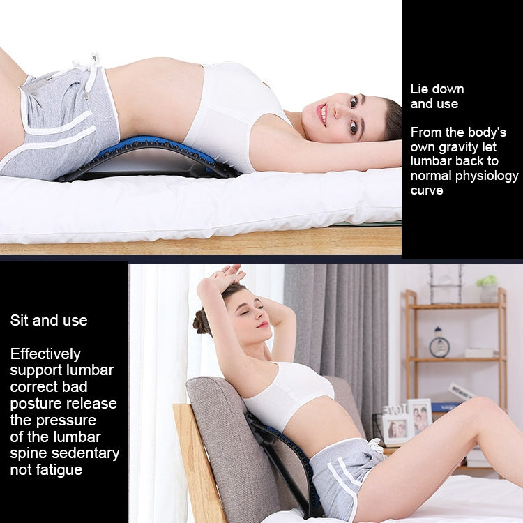 Lumbar Traction Stretching Device Posture Corrector Waist Support Spine Pain Relief Back Massage Stretcher(Red + White)