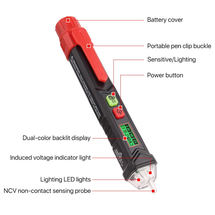 HABOTEST HT100P Non Contact 3 Phase Rotation Indicator AC LCD Display Detector Pen Tester - free shipping - PMC Jewellery - Order now!
