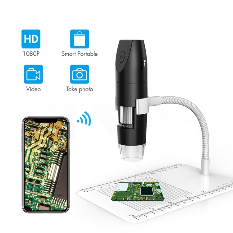 316 50-1000X Adjustable Smart Wifi USB Digital Microscope (Black) - free shipping - PMC Jewellery - Order now!