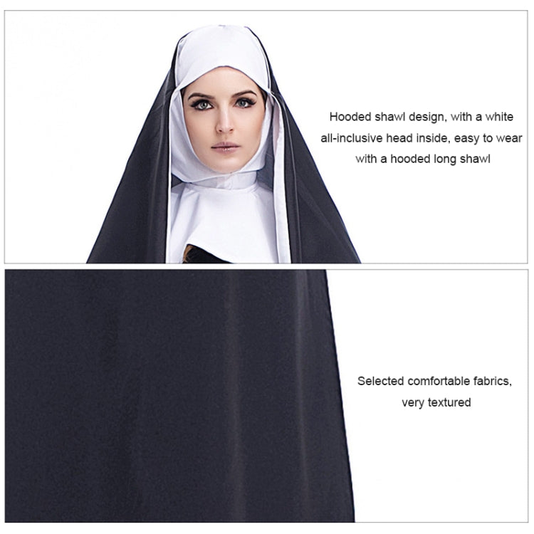 Halloween Costume Women Nun Missionary Cosplay Clothing, Size:L, Bust:108cm, Dress Length:144cm, Shoulder Width:40cm