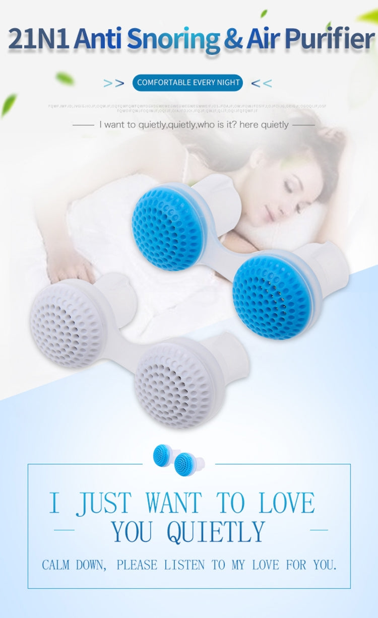 2 PCS 2 in 1 ABS Silicone Anti Snoring Air Purifier(Blue) - free shipping - PMC Jewellery - Order now!