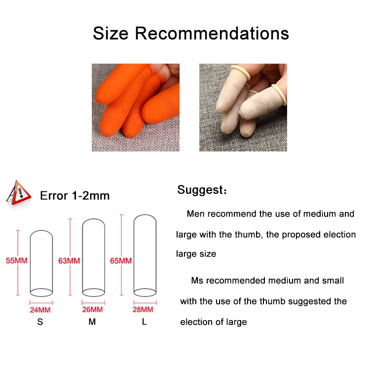100pcs / Pack Antistatic Antislip Durable Fingertips Latex Protective Gloves, Size: M, 2.6*6.3cm(Khaki) - free shipping - PMC Jewellery - Order now!