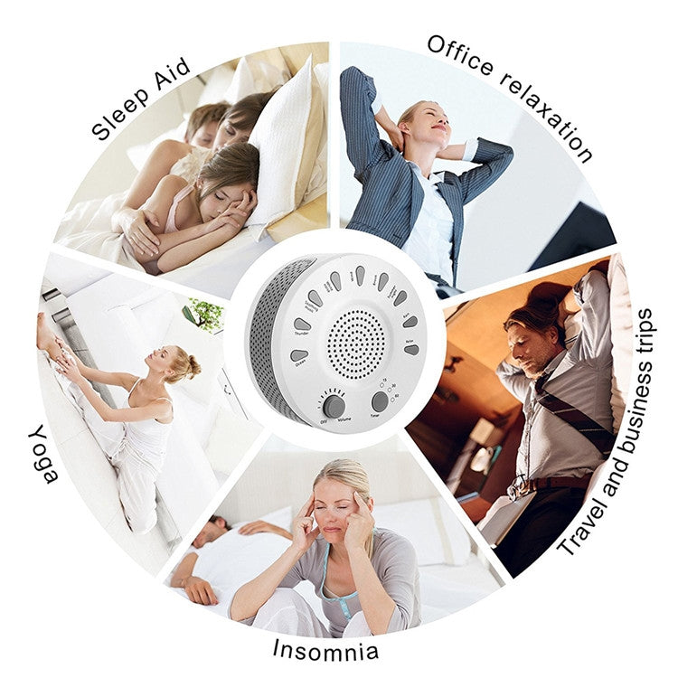 White Noise Machine Sleep Aid Device Improves Sleeping with Nine Timed Music(White) - free shipping - PMC TechLife - Order now!