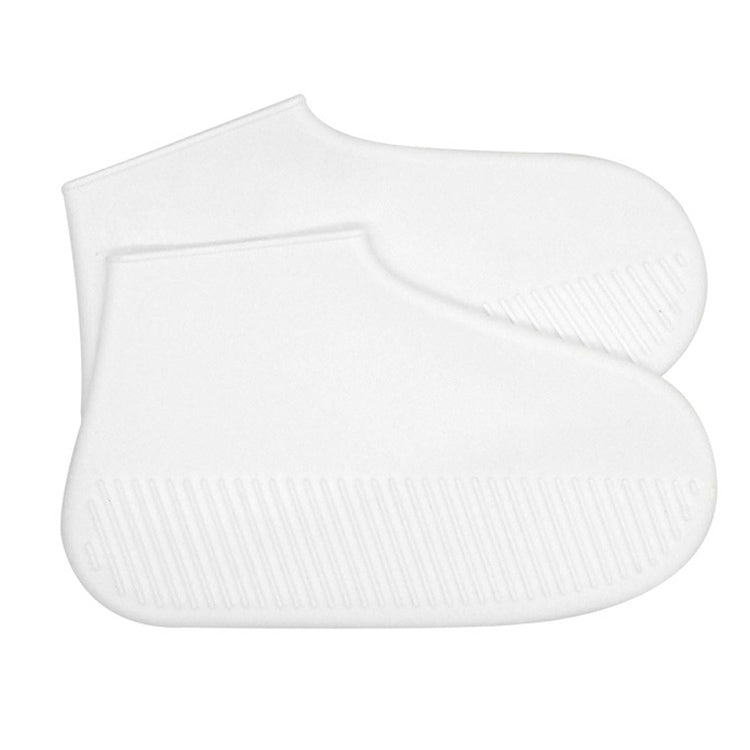 Water-resistant Antiskid Silicone Outdoor Rainboots Shoes Cover, Size: S (25-33)(White)