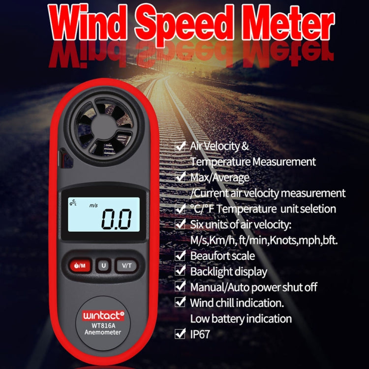 Wintact WT816A Digital Electronic Thermometer Anemometer