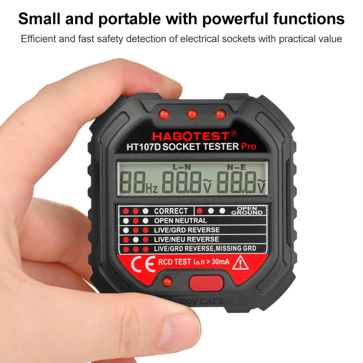 HABOTEST HT107D Multifunctional Digital Display Socket Tester (US Plug) - Current & Voltage Tester by HABOTEST | Online Shopping South Africa | PMC Jewellery | Buy Now Pay Later Mobicred