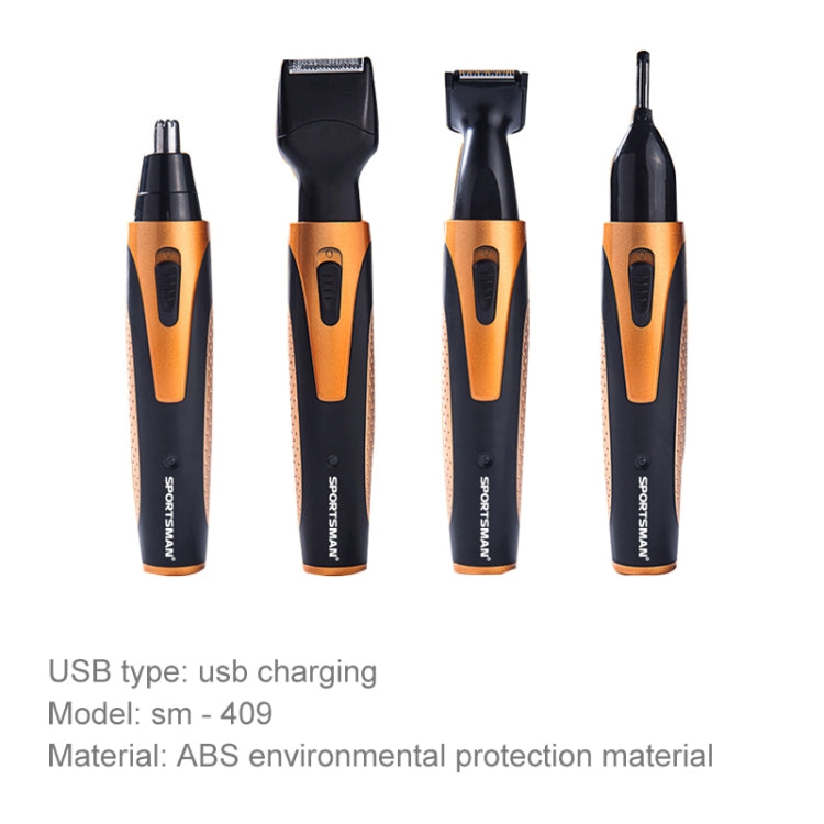 SPORTSMAN Four-in-one USB Rechargeable Ear Nose Trimmer Beard Face Shaver Eyebrows Hair Trimmer For Men(gold USB type) - free shipping - PMC Jewellery - Order now!