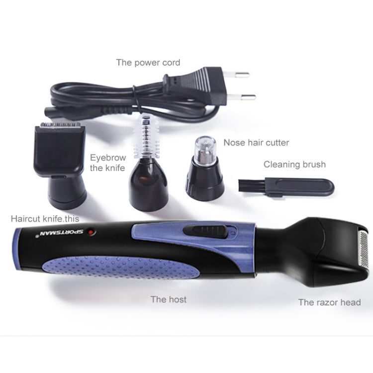 SPORTSMAN Four-in-one Electric Rechargeable Ear Nose Trimmer Beard Face Shaver Eyebrows Hair Trimmer for Men, US Plug(blue 110v) - free shipping - PMC Jewellery - Order now!
