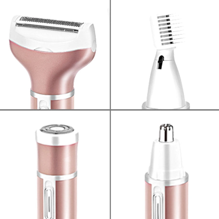 4 In 1 USB Rechargeable Vibrissa Eyebrows Trimmer Body Hair Denuding Machine Set(Rose Gold)