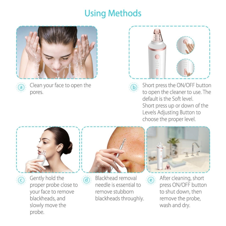 XPREEN XPRE037 Wireless Charging Multi-function Blackhead Extractor Pore Cleanser with Four Probes & LED Lighting Function(White)