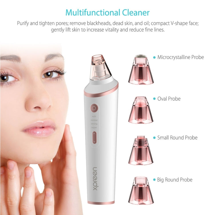 XPREEN XPRE037 Wireless Charging Multi-function Blackhead Extractor Pore Cleanser with Four Probes & LED Lighting Function(White)