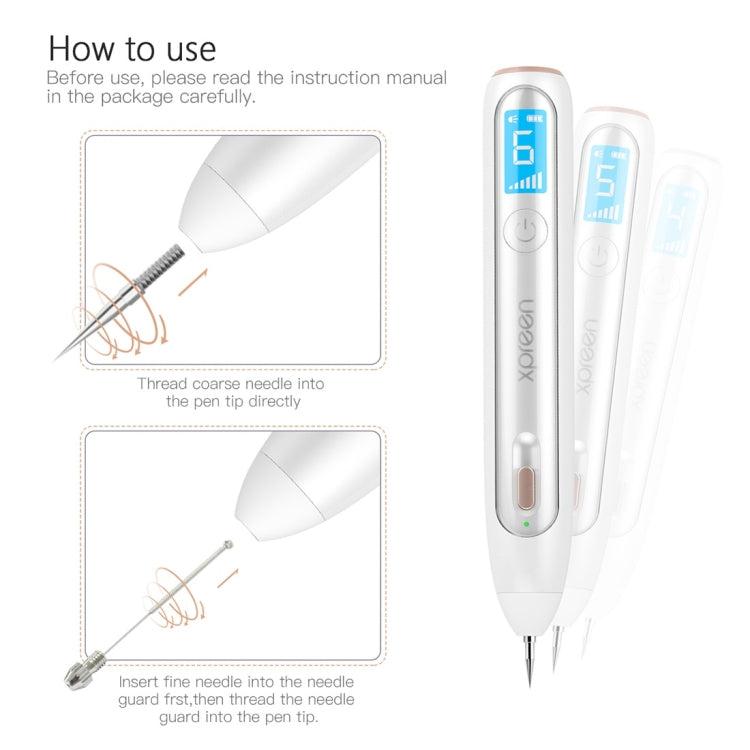 XPREEN XPRE051 Professional Wireless Rechargeable Mole Freckle Dark Spots Tattoo Wart Removal Pen Skin Tag Spot Eraser Pro Beauty Sweep Spot Pen Kit With LED Screen & Spotlight(White) - free shipping - PMC Jewellery - Order now!