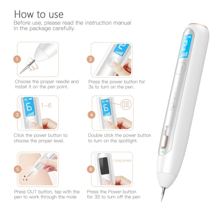 XPREEN XPRE051 Professional Wireless Rechargeable Mole Freckle Dark Spots Tattoo Wart Removal Pen Skin Tag Spot Eraser Pro Beauty Sweep Spot Pen Kit With LED Screen & Spotlight(White) - free shipping - PMC Jewellery - Order now!