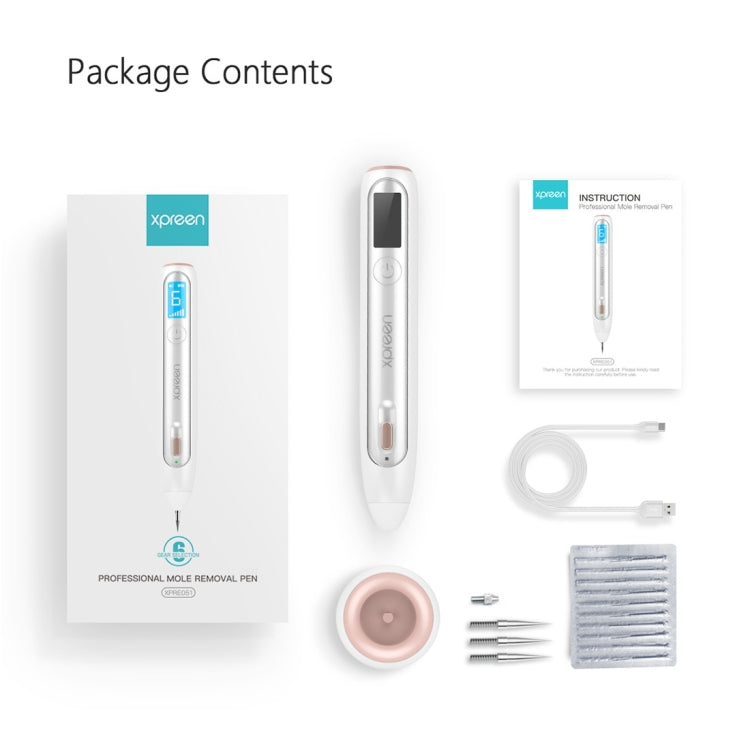 XPREEN XPRE051 Professional Wireless Rechargeable Mole Freckle Dark Spots Tattoo Wart Removal Pen Skin Tag Spot Eraser Pro Beauty Sweep Spot Pen Kit With LED Screen & Spotlight(White) - free shipping - PMC Jewellery - Order now!