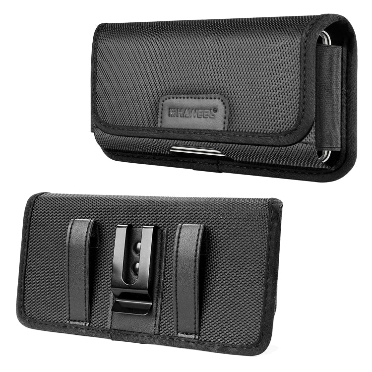 HAWEEL 6.1-6.8 inch Nylon Cloth Phone Belt Clip Horizontal Carrying Pouch with Card Slot (Black) - by HAWEEL | Online Shopping South Africa | PMC Jewellery | Buy Now Pay Later Mobicred