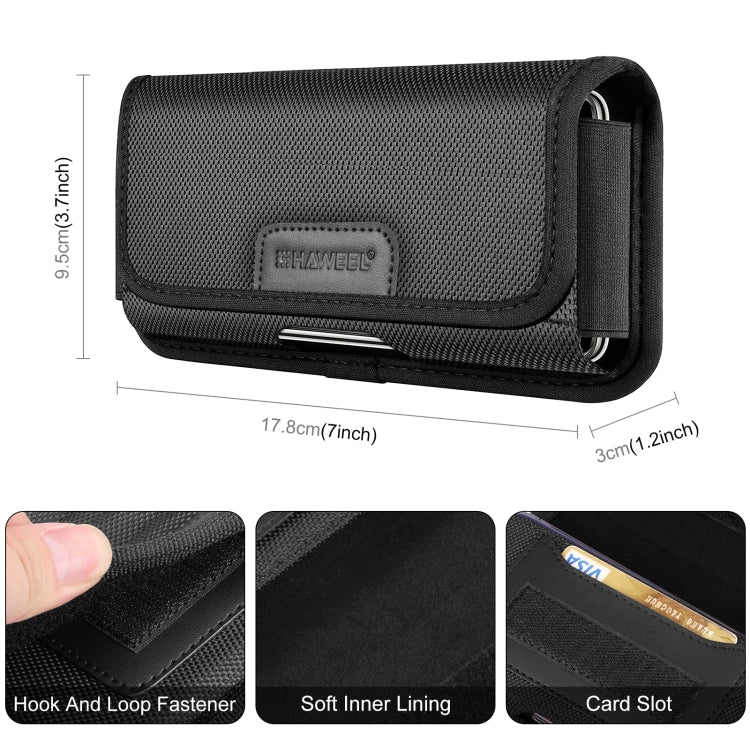 HAWEEL 6.1-6.8 inch Nylon Cloth Phone Belt Clip Horizontal Carrying Pouch with Card Slot (Black) - by HAWEEL | Online Shopping South Africa | PMC Jewellery | Buy Now Pay Later Mobicred