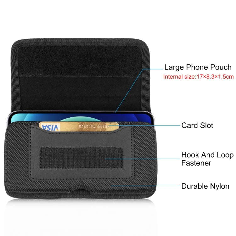 HAWEEL 6.1-6.8 inch Nylon Cloth Phone Belt Clip Horizontal Carrying Pouch with Card Slot (Black) - by HAWEEL | Online Shopping South Africa | PMC Jewellery | Buy Now Pay Later Mobicred