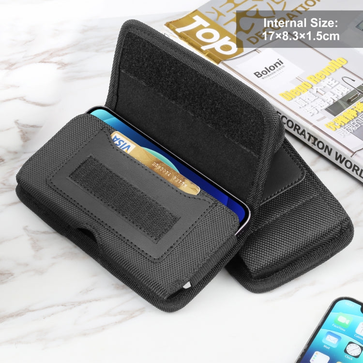 HAWEEL 6.1-6.8 inch Nylon Cloth Phone Belt Clip Horizontal Carrying Pouch with Card Slot (Black) - by HAWEEL | Online Shopping South Africa | PMC Jewellery | Buy Now Pay Later Mobicred
