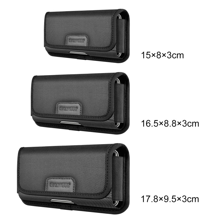 HAWEEL 6.1-6.8 inch Nylon Cloth Phone Belt Clip Horizontal Carrying Pouch with Card Slot (Black) - by HAWEEL | Online Shopping South Africa | PMC Jewellery | Buy Now Pay Later Mobicred