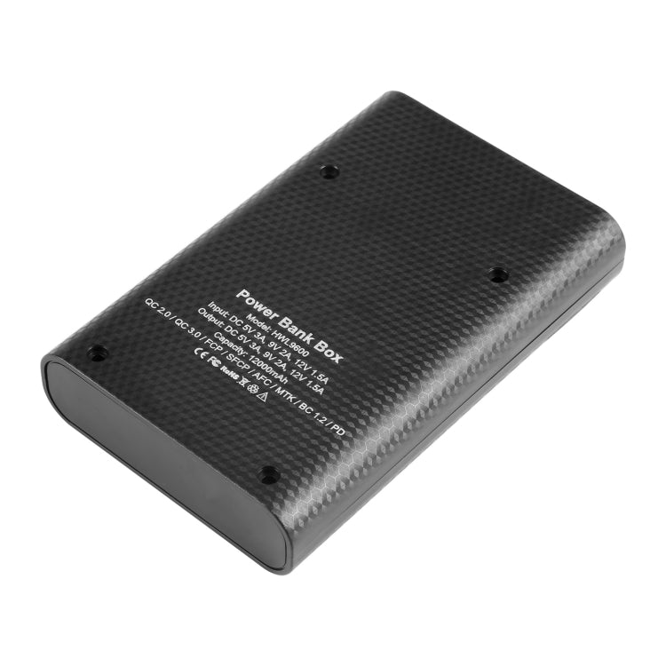 HAWEEL DIY 4x 18650 Battery (Not Included) 12000mAh Dual-way QC Charger Power Bank Shell Box with 2x USB Output & Display, Support QC 2.0 / QC 3.0 / FCP / SFCP / AFC / MTK / BC 1.2 / PD(Black)