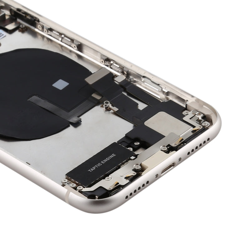 Battery Back Cover Assembly (with Side Keys & Power Button + Volume Button Flex Cable & Wireless Charging Module & Motor & Charging Port & Speaker Ringer Buzzer & Card Tray & Camera Lens Cover) for iPhone 11(White)