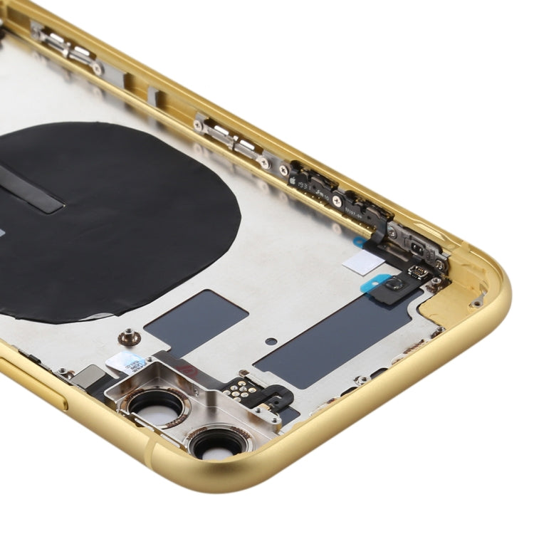 Battery Back Cover Assembly (with Side Keys & Power Button + Volume Button Flex Cable & Wireless Charging Module & Motor & Charging Port & Speaker Ringer Buzzer & Card Tray & Camera Lens Cover) for iPhone 11(Yellow)