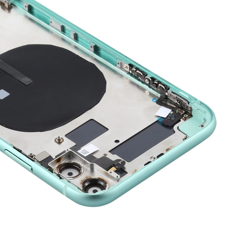 Battery Back Cover (with Side Keys & Card Tray & Power + Volume Flex Cable & Wireless Charging Module) for iPhone 11(Green)