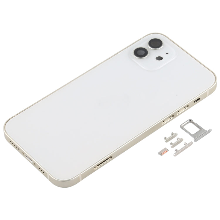 Back Housing Cover with SIM Card Tray & Side Keys & Camera Lens for iPhone 12(White)