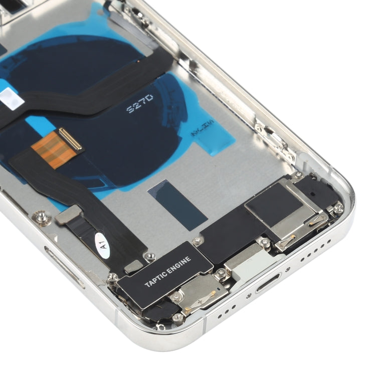 Battery Back Cover Assembly (with Side Keys & Speaker Ringer Buzzer & Motor & Camera Lens & Card Tray & Power Button + Volume Button + Charging Port & Wireless Charging Module) for iPhone 12 Pro(White)