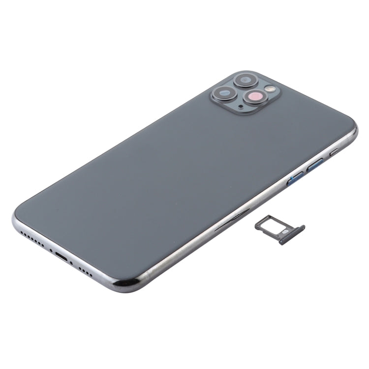 Battery Back Cover Assembly (with Side Keys & Power Button + Volume Button Flex Cable & Wireless Charging Module & Motor & Charging Port & Speaker Ringer Buzzer & Card Tray & Camera Lens Cover) for iPhone 11 Pro(Green)