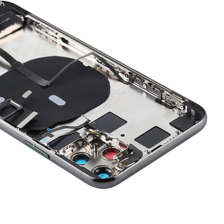 Battery Back Cover Assembly (with Side Keys & Power Button + Volume Button Flex Cable & Wireless Charging Module & Motor & Charging Port & Speaker Ringer Buzzer & Card Tray & Camera Lens Cover) for iPhone 11 Pro(Grey)
