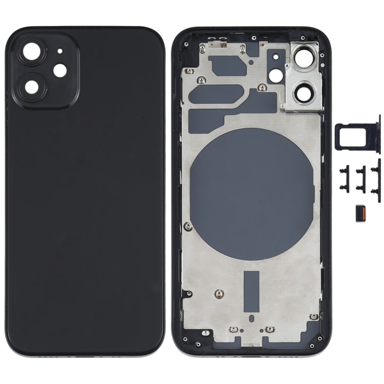 Back Housing Cover with SIM Card Tray & Side Keys & Camera Lens for iPhone 12 mini(Black)