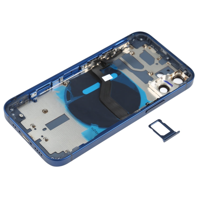 Battery Back Cover (with Side Keys & Card Tray & Power + Volume Flex Cable & Wireless Charging Module) for iPhone 12 Mini(Blue)