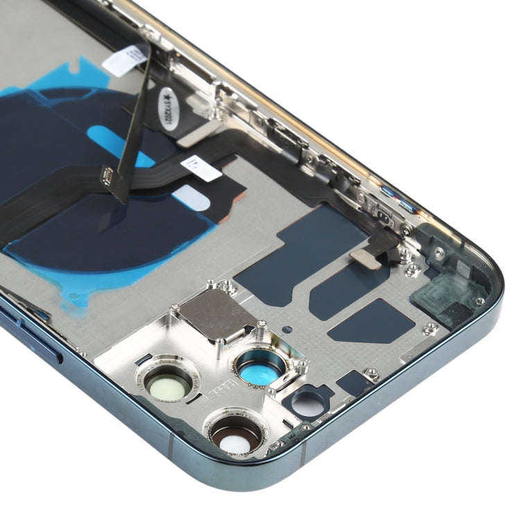 Battery Back Cover Assembly (with Side Keys & Speaker Ringer Buzzer & Motor & Camera Lens & Card Tray & Power Button + Volume Button + Charging Port & Wireless Charging Module) for iPhone 12 Pro Max(Blue)