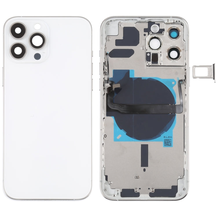 For iPhone 13 Pro Max Battery Back Cover with Side Keys & Card Tray & Power + Volume Flex Cable & Wireless Charging Module(White)