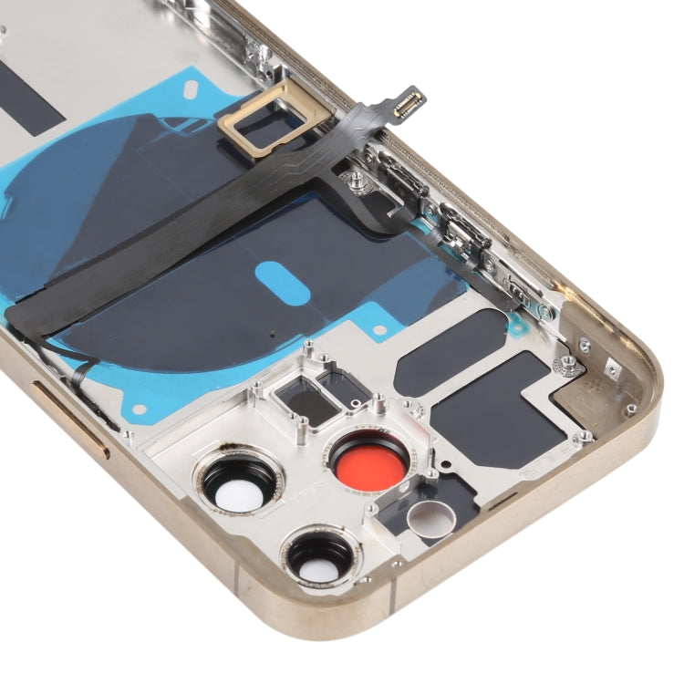For iPhone 13 Pro Battery Back Cover with Side Keys & Card Tray & Power + Volume Flex Cable & Wireless Charging Module(Gold)